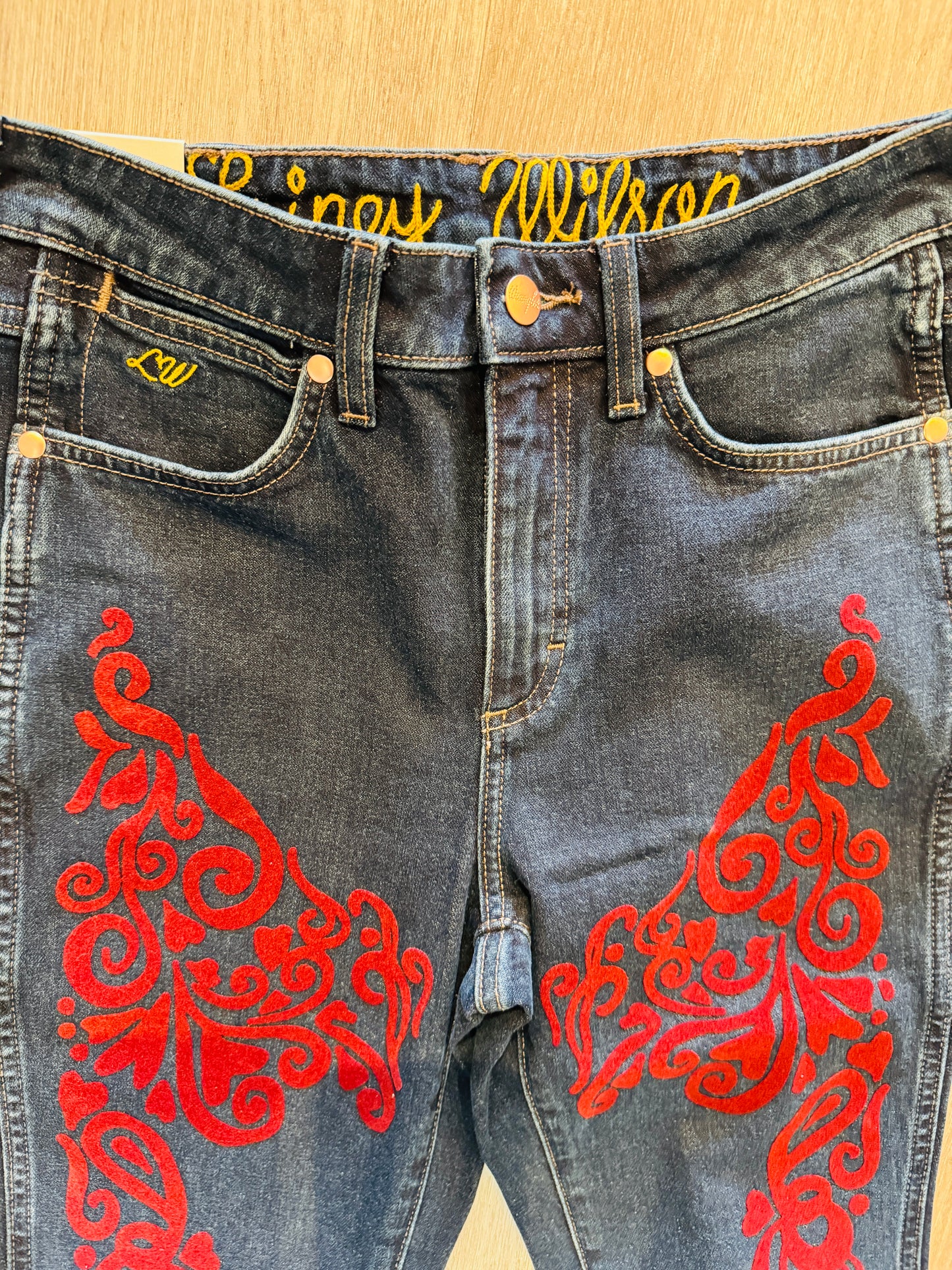 WRANGLER X  LAINEY WILSON VINTAGE FLOCKED BELL BOTTOMS