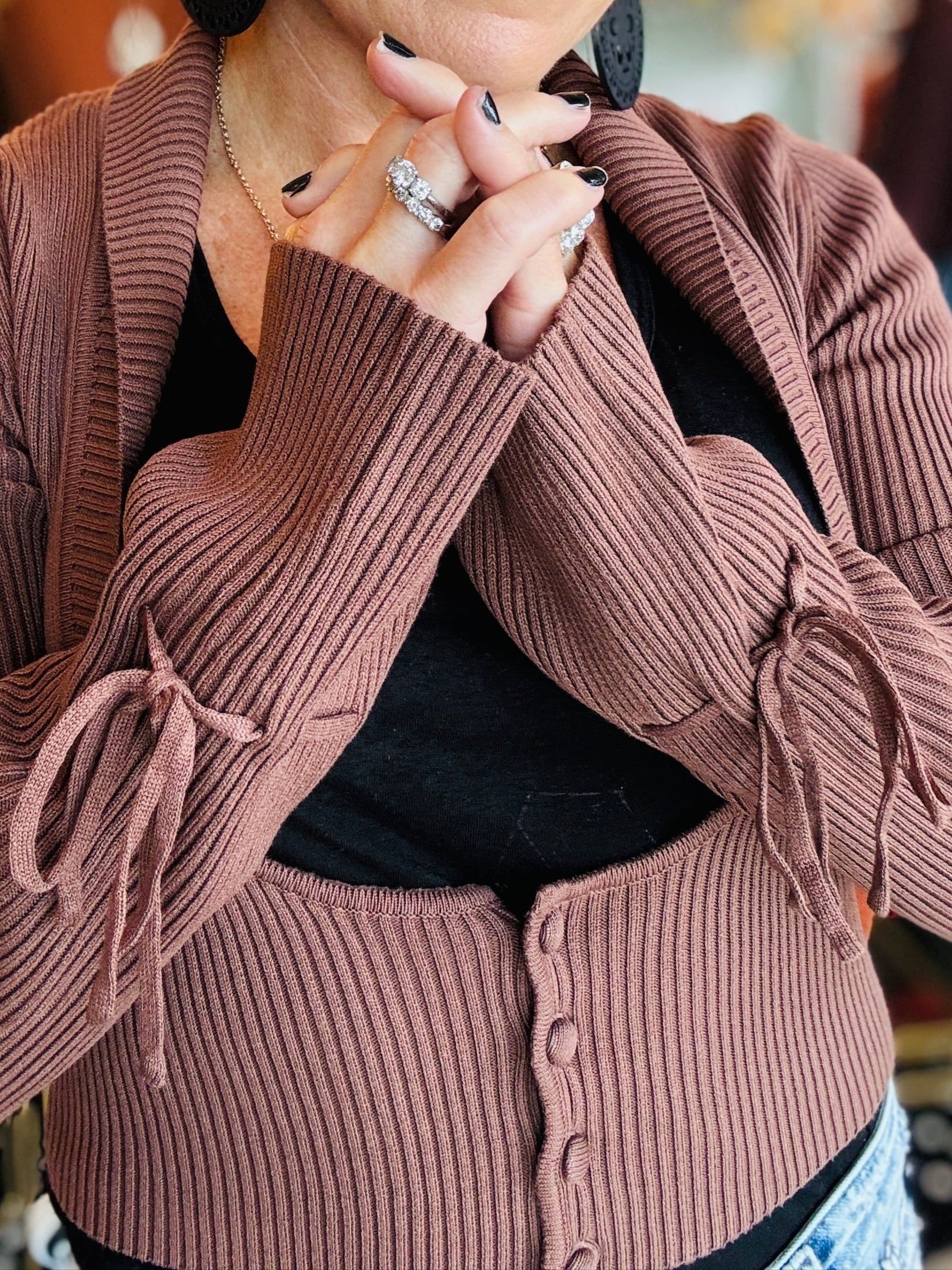 RIBBED KNIT CARDIGAN