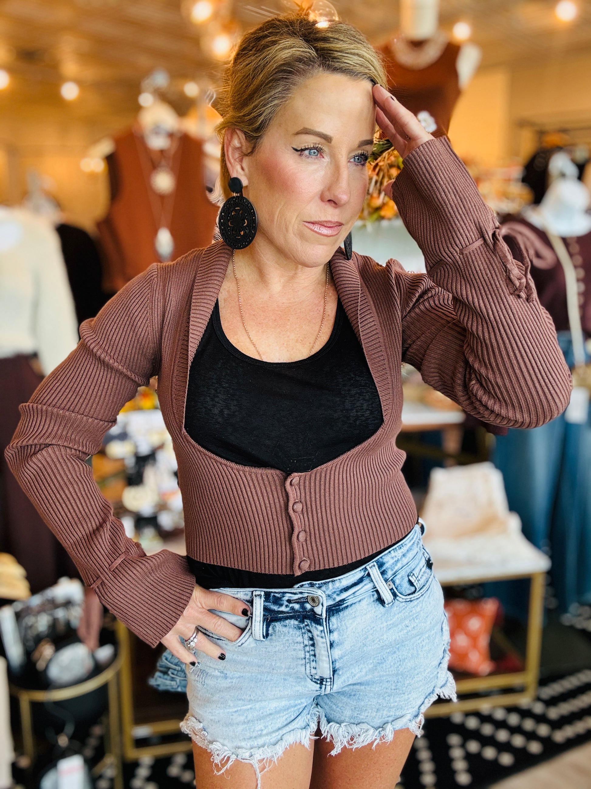 RIBBED KNIT CARDIGAN
