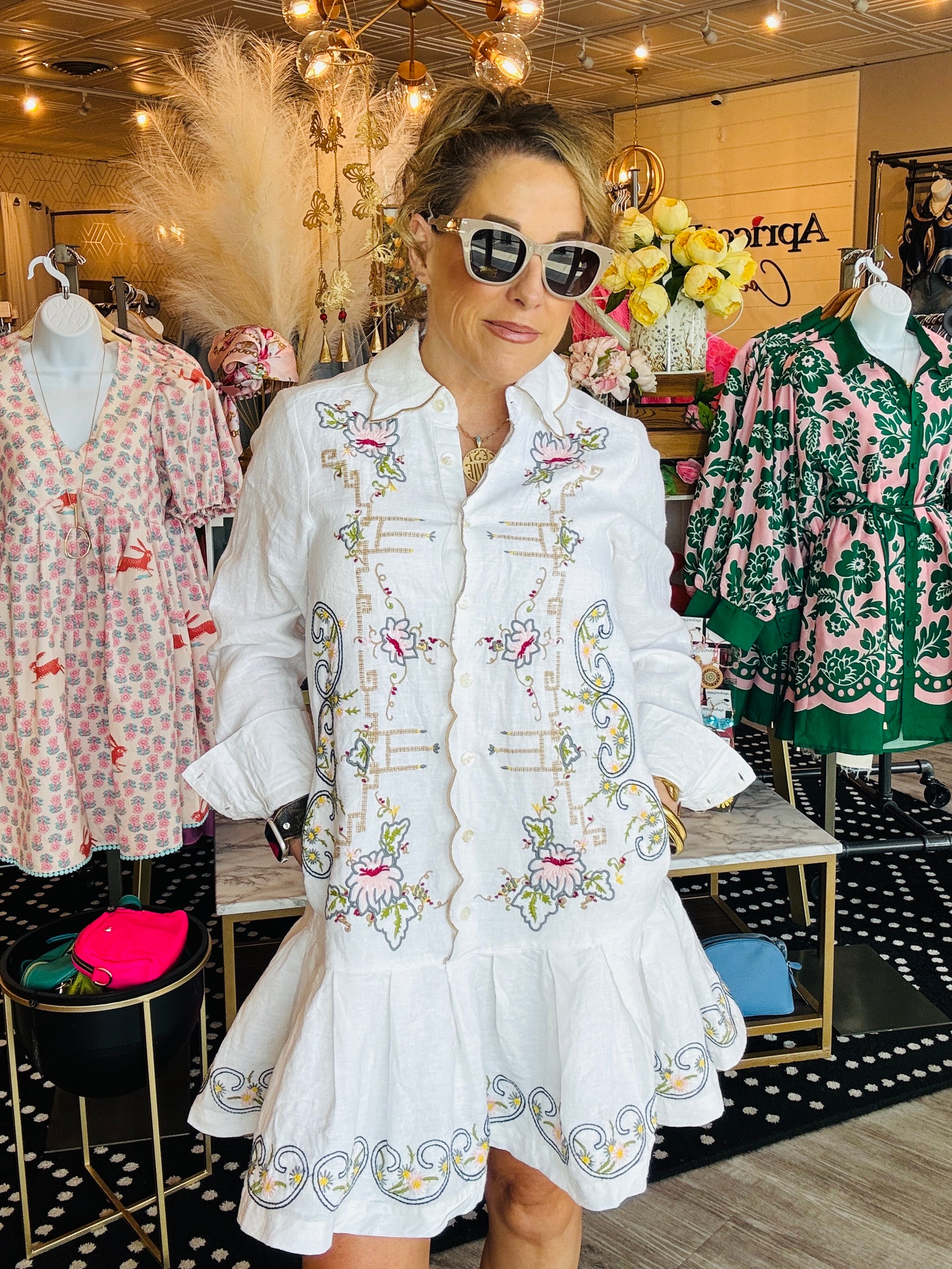 UNCLE FRANK FLORAL LINEN DRESS