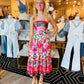 CIEBON TROPICAL PRINT STRAPLESS MAXI DRESS