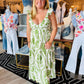THML FLUTTER SLV LEAF PRINT MAXI DRESS