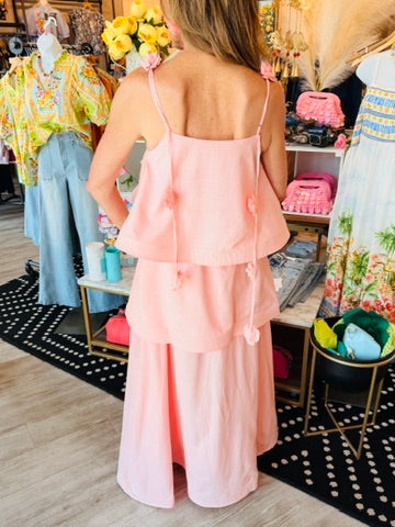 LAYERED RUFFFLE MAXI DRESS