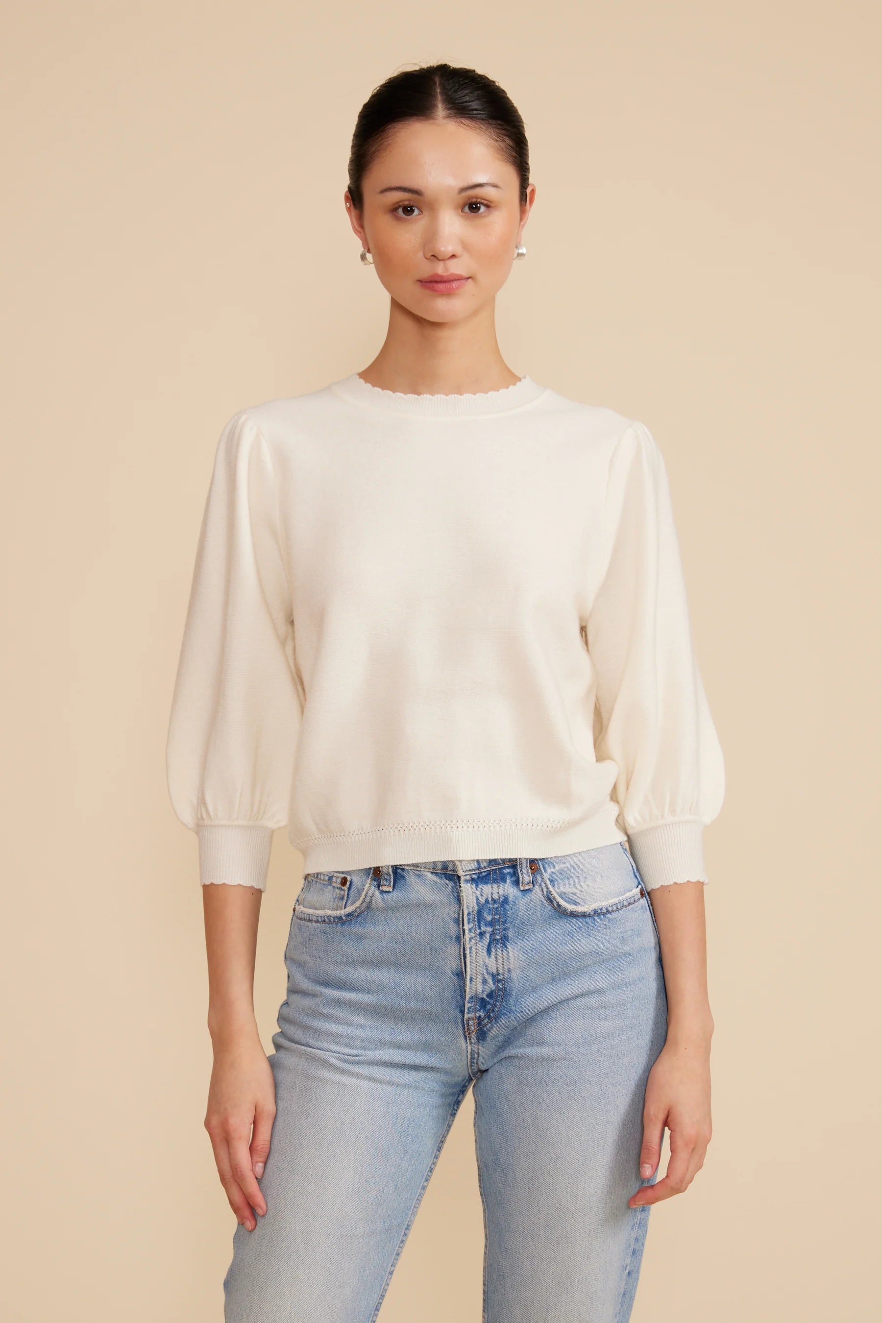 LUCY PARIS BRITT KNIT 3/4 SLV TOP