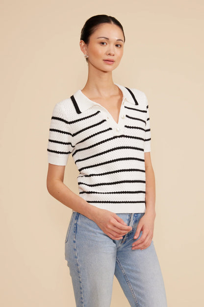 LUCY PARIS DAVEY STRIPE KNIT TOP