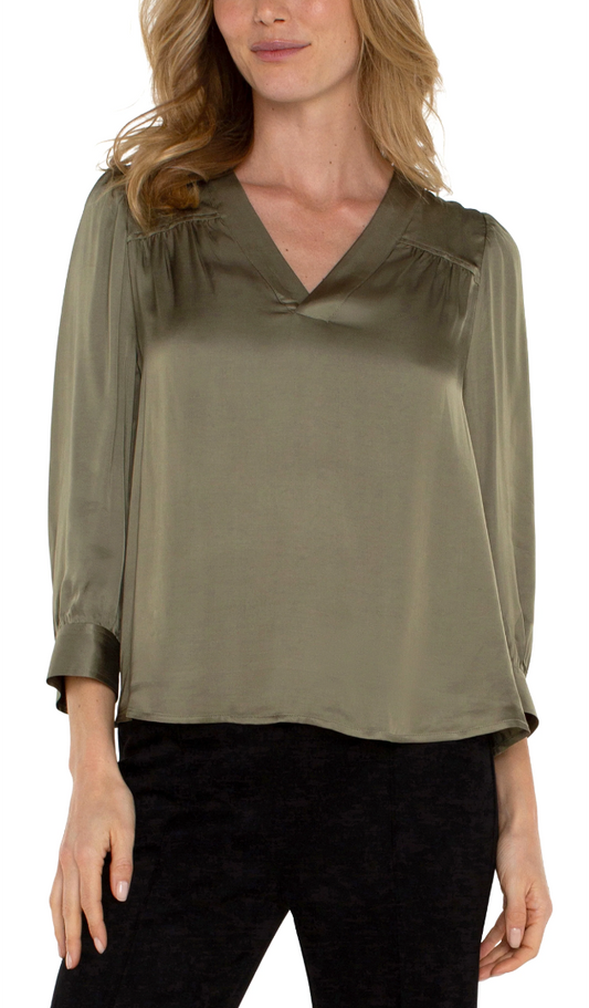 LIVERPOOL LONG SLEEVE PLEATED BLOUSE