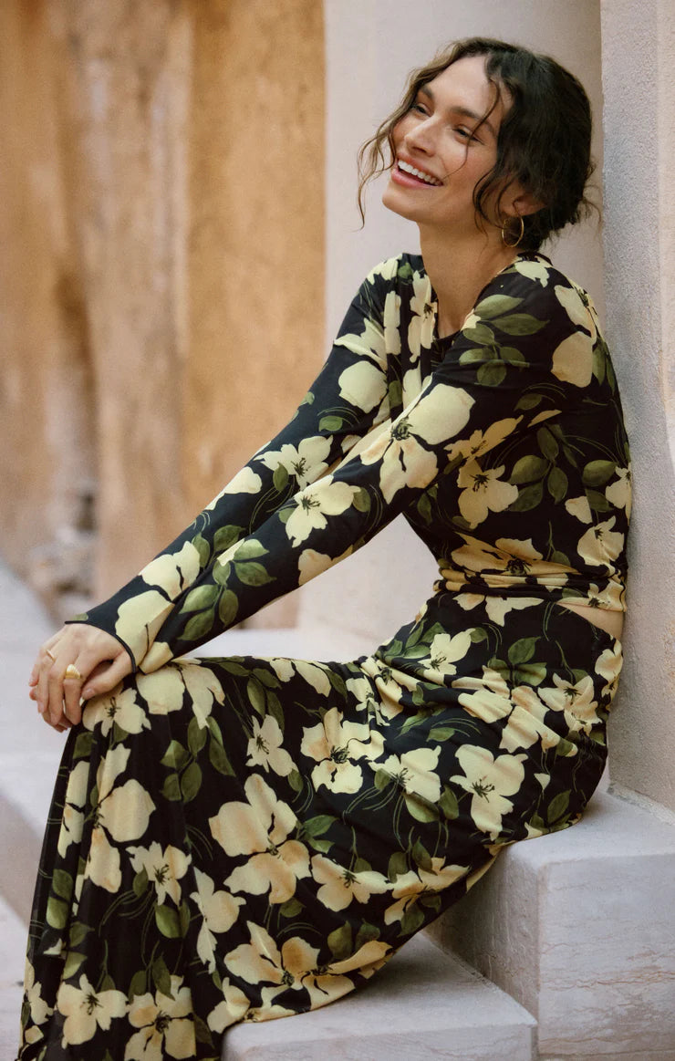 Z SUPPLY EDA REN FLORAL MESH MIDI SKIRT