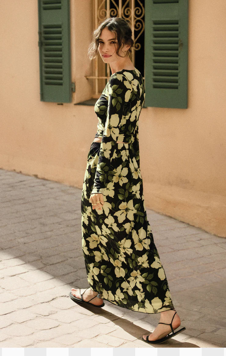 Z SUPPLY EDA REN FLORAL MESH MIDI SKIRT