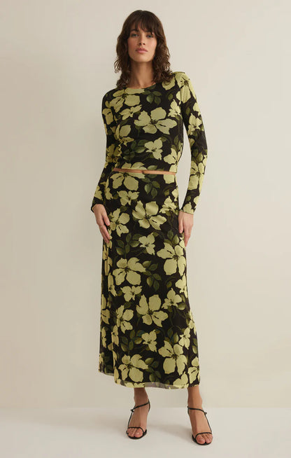 Z SUPPLY EDA REN FLORAL MESH MIDI SKIRT