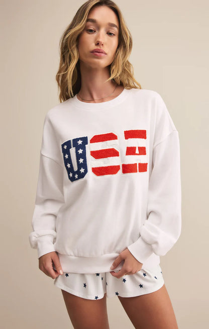 Z SUPPLY OVERSIZED USA SWEATSHIRT