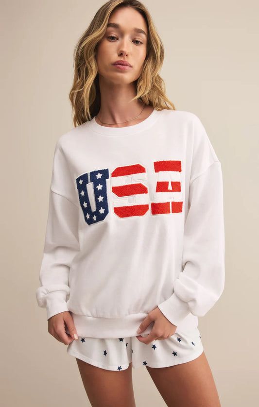 Z SUPPLY OVERSIZED USA SWEATSHIRT
