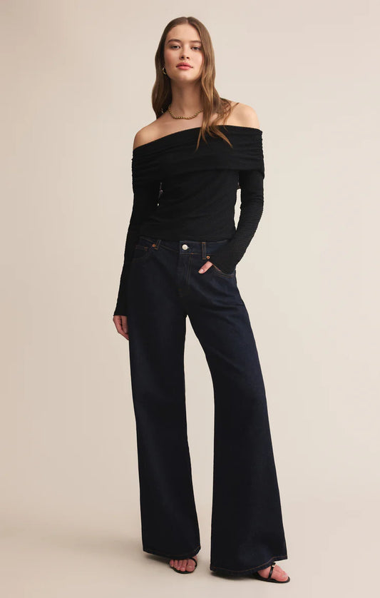 Z SUPPLY WHIMSY OFF SHOULDER MESH TOP