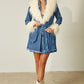 FAUX FUR DENIM COAT