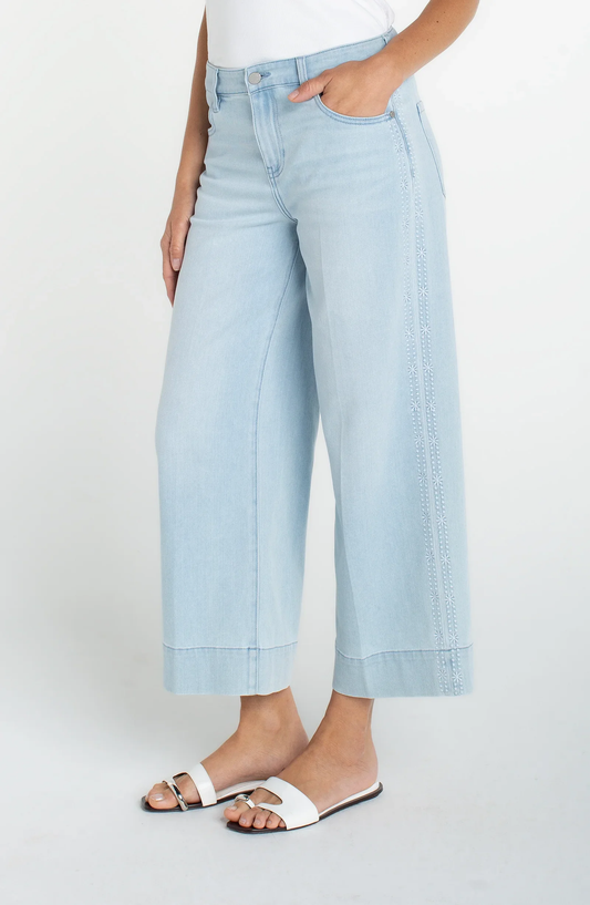 LIVERPOOL EMBROIDERED SIDE CROP PANT