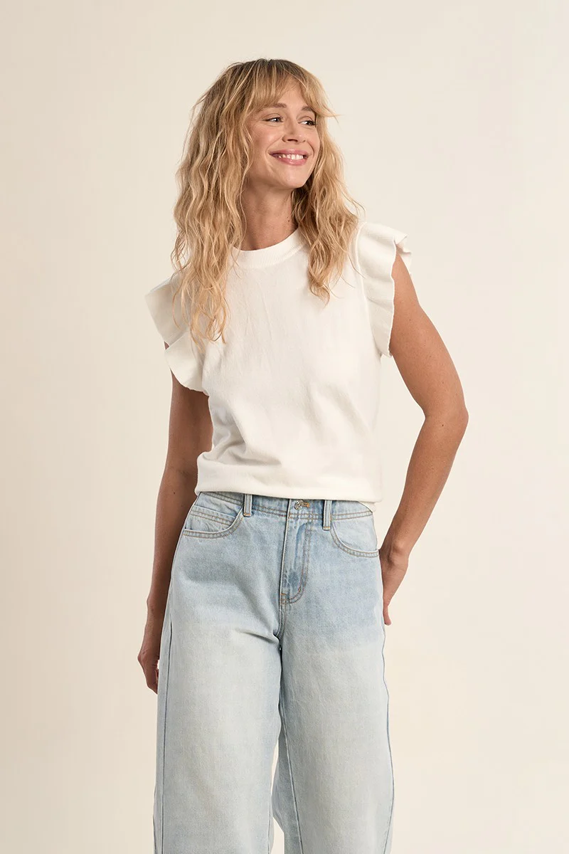 MOLLY BRACKEN RUFFLE SLV TOP