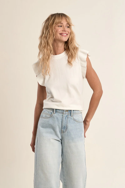 MOLLY BRACKEN RUFFLE SLV TOP