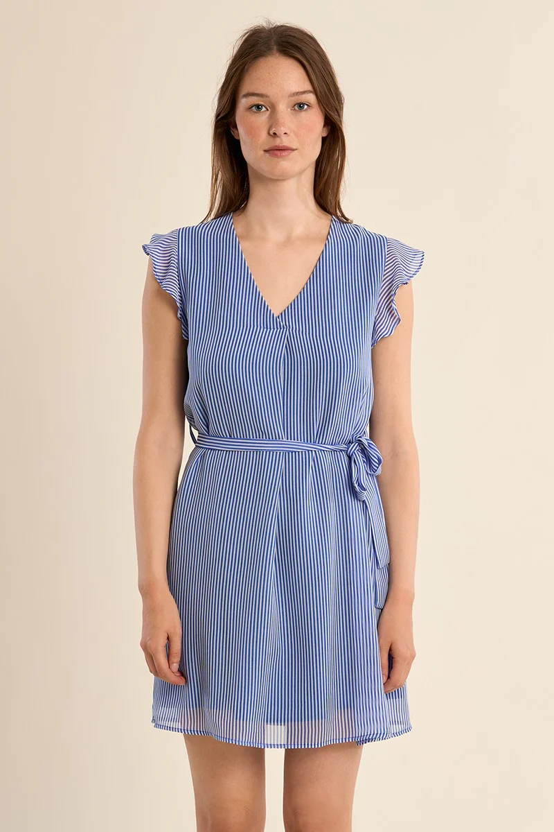 MOLLY BRACKEN RUFFLE STRIP DRESS