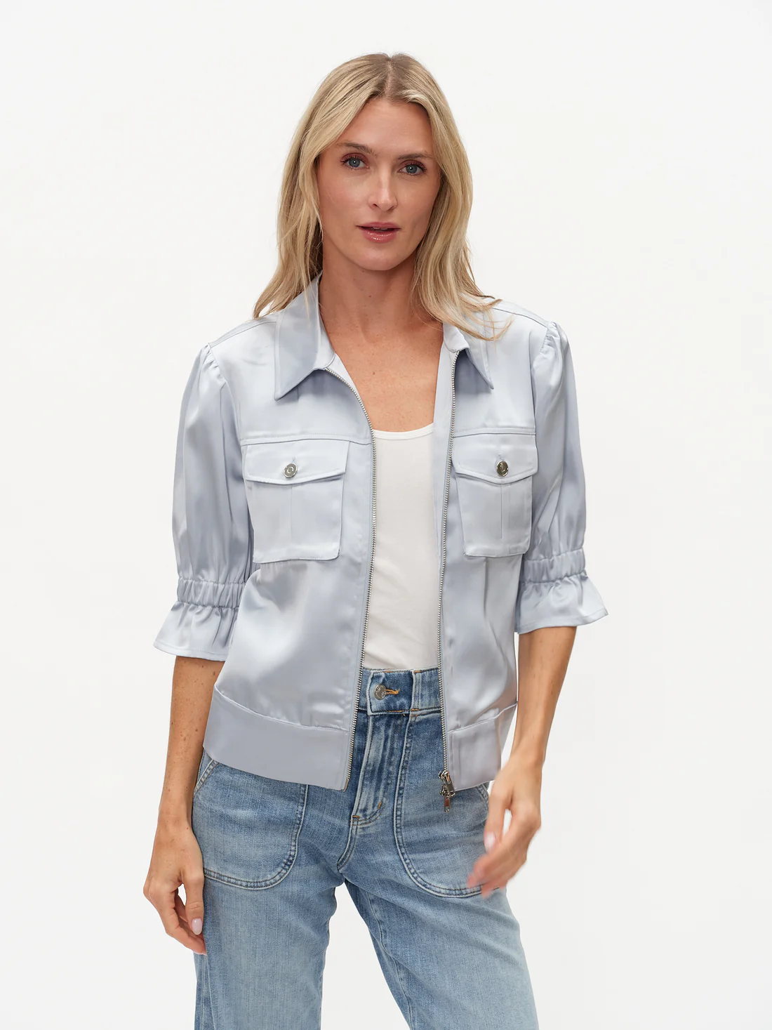 SIX FIFTY ANNA SATIN ZIP JACKET