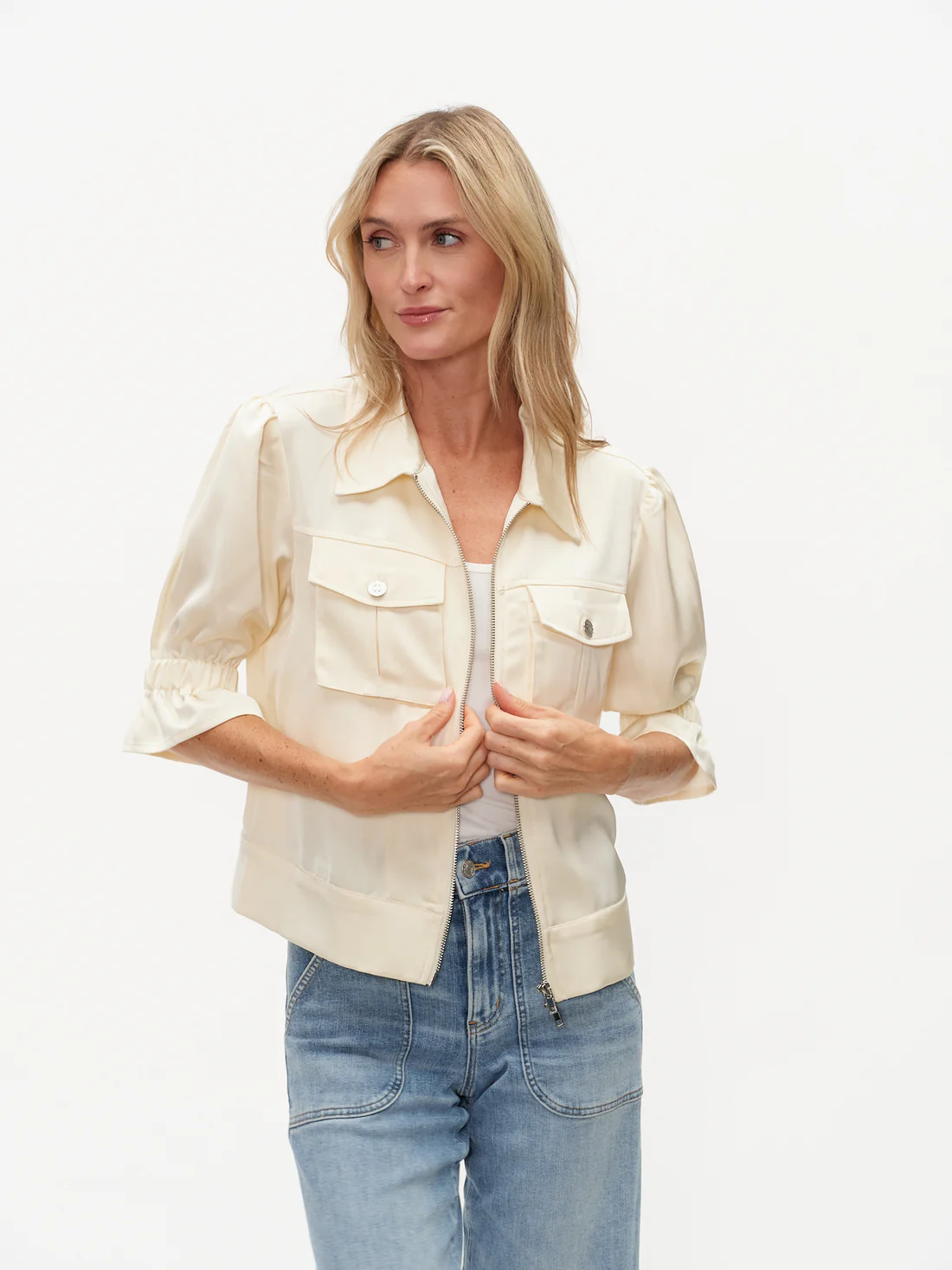 SIX FIFTY ANNA SATIN ZIP JACKET