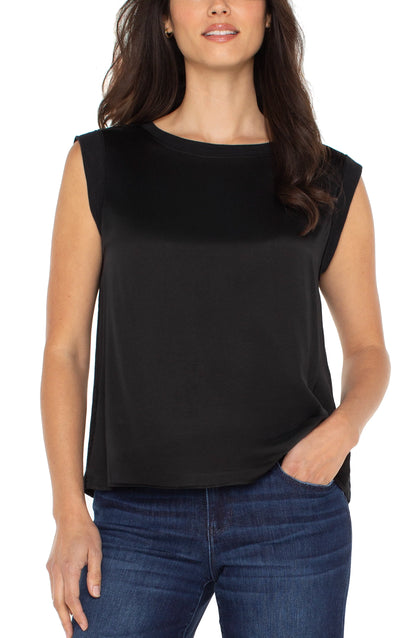 LIVERPOOL SLEEVELESS WOVEN KNIT TOP