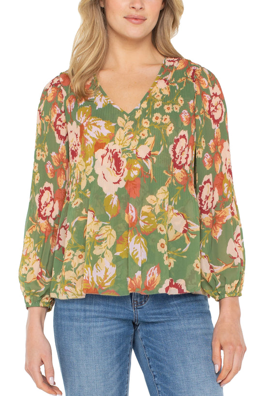 LIVERPOOL V-NECK PLEATED TOP
