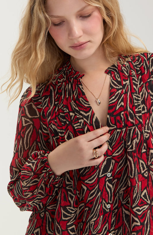 LIVERPOOL LONG SLV WOVEN TOP