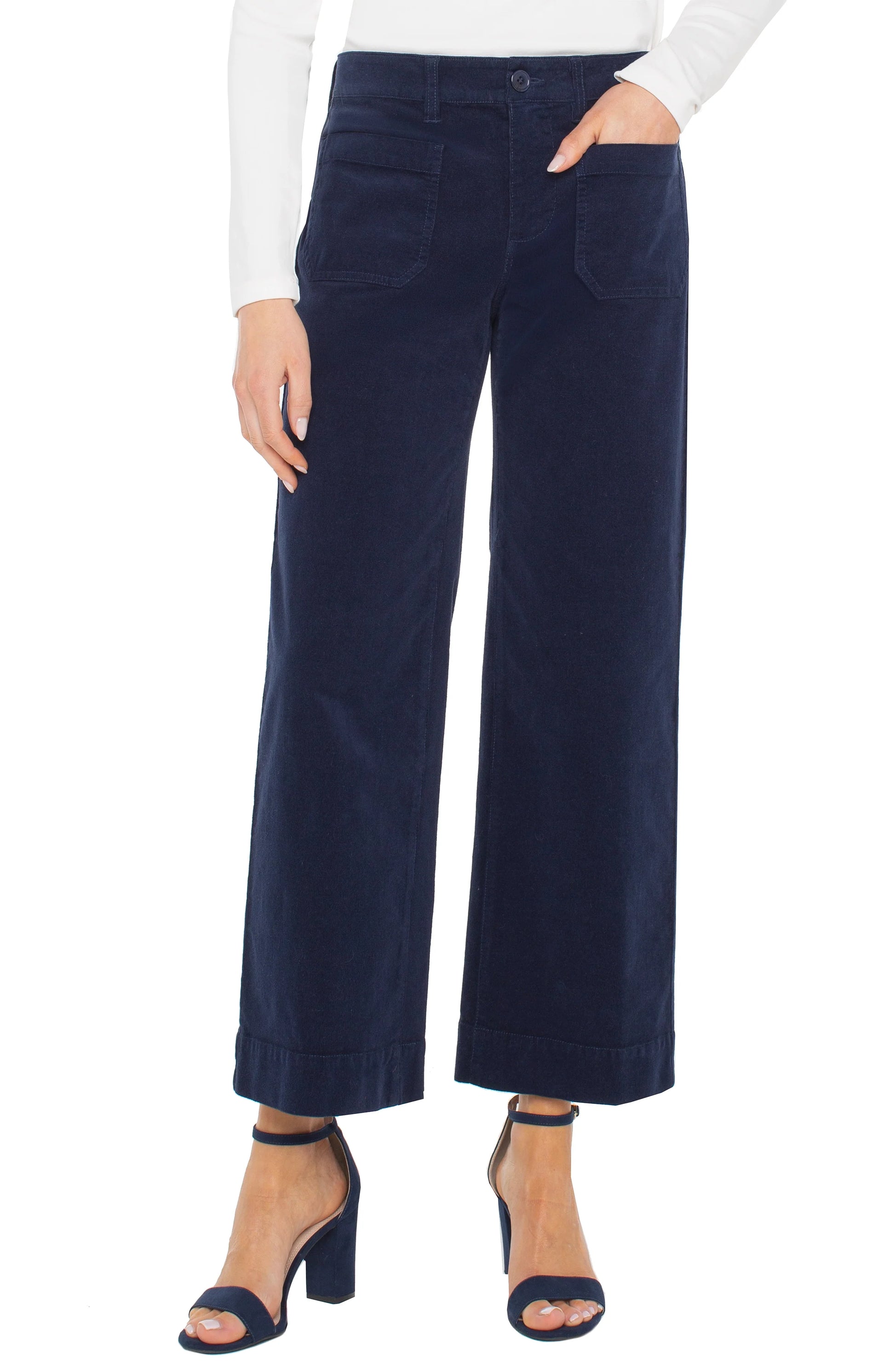 LIVERPOOL CROP CORDUROY WIDE LEG PANT