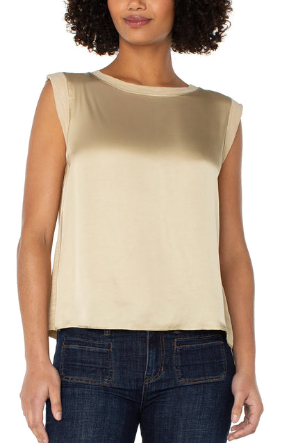 LIVERPOOL SLEEVELESS WOVEN KNIT TOP