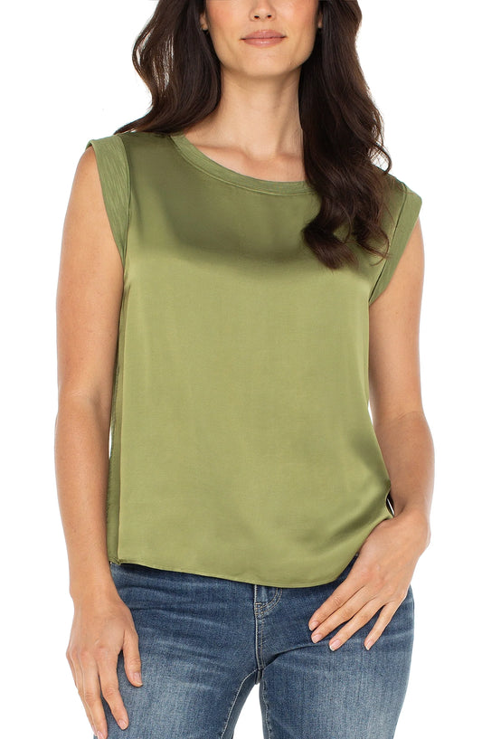 LIVERPOOL SLEEVELESS WOVEN KNIT TOP