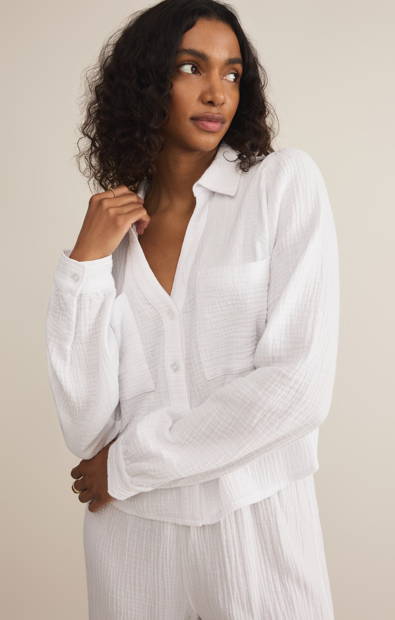 Z SUPPLY CAMPO BUTTON UP GAUZE TOP