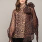 FATE ANIMAL PRINT SHEER BOW BLOUSE