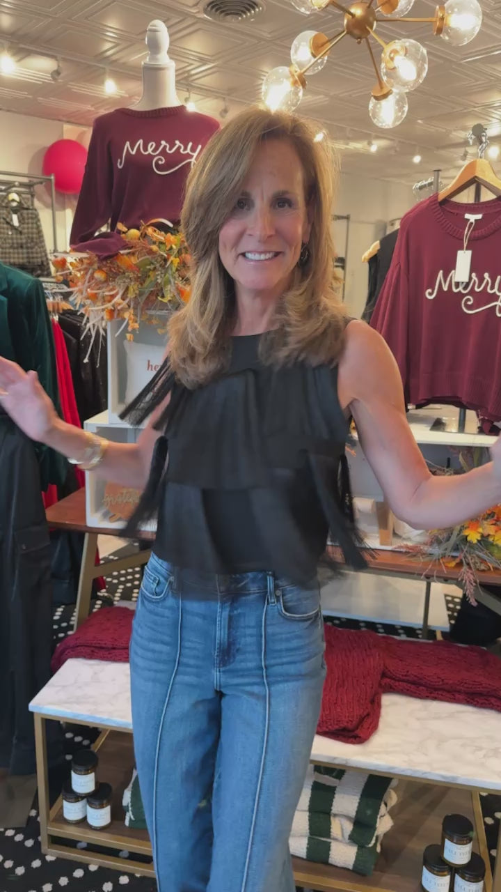 CIEBON FRINGE CROP TANK TOP