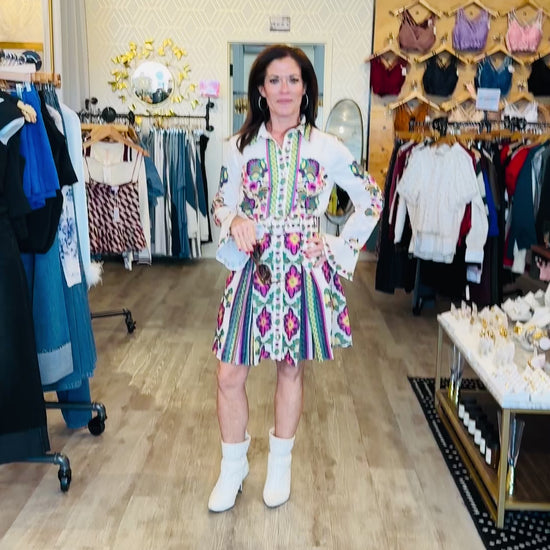 CIEBON PRINTED MINI SHIRT DRESS