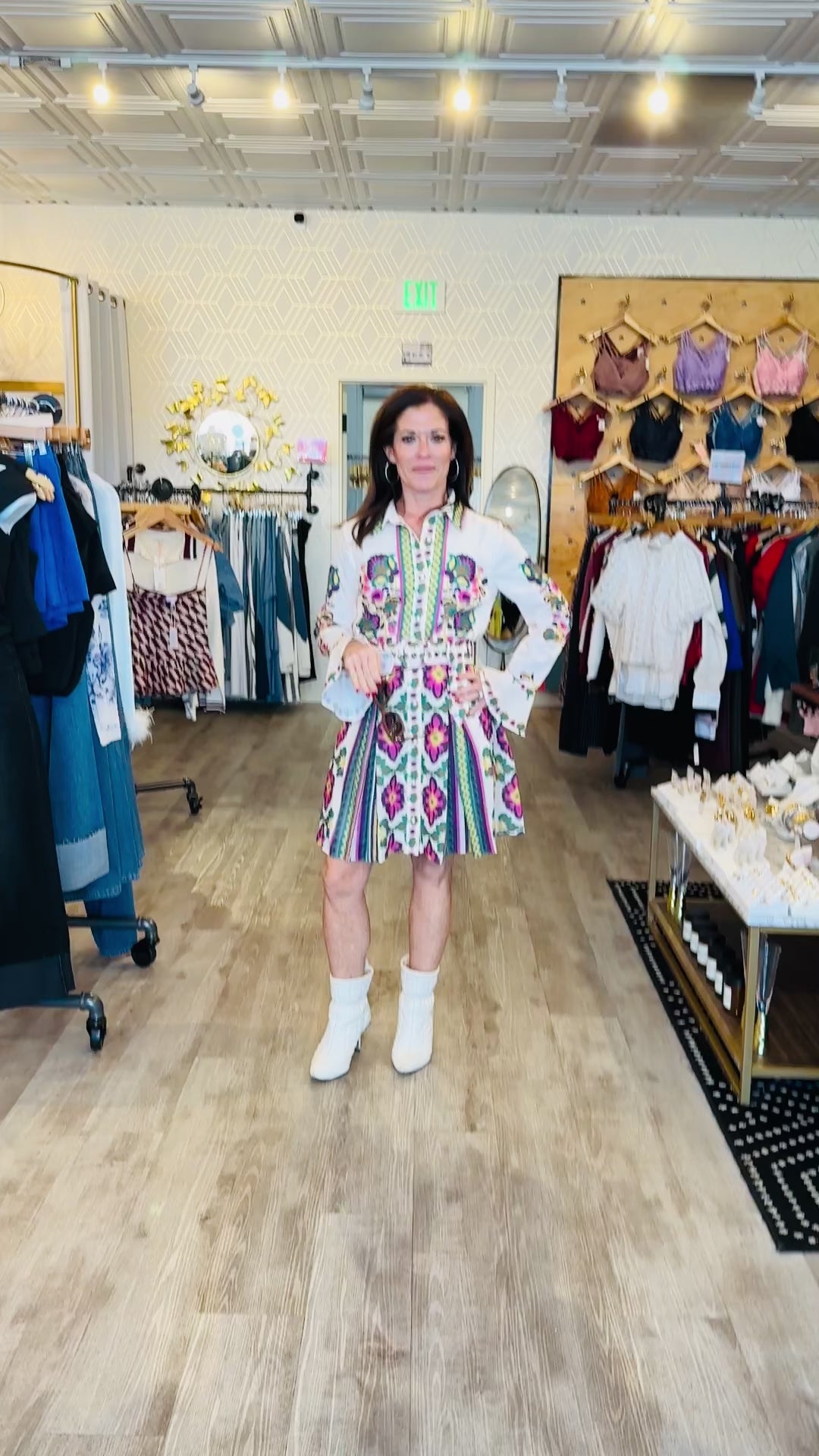 CIEBON PRINTED MINI SHIRT DRESS