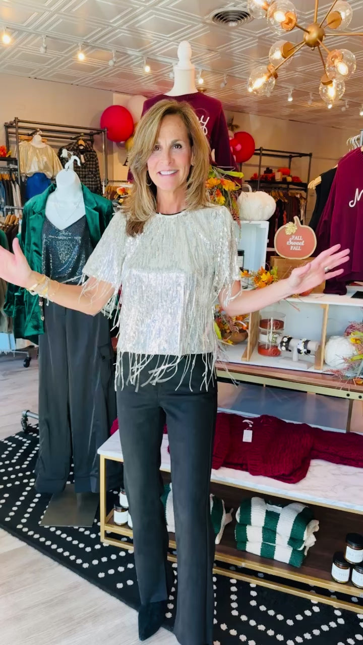 SEQUIN DANGLING-FRINGE TOP