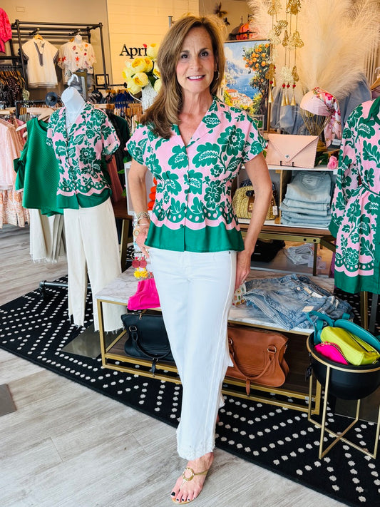 LIVERPOOL STRIDE WIDE LEG CROP WITH EMBROIDERED HEM