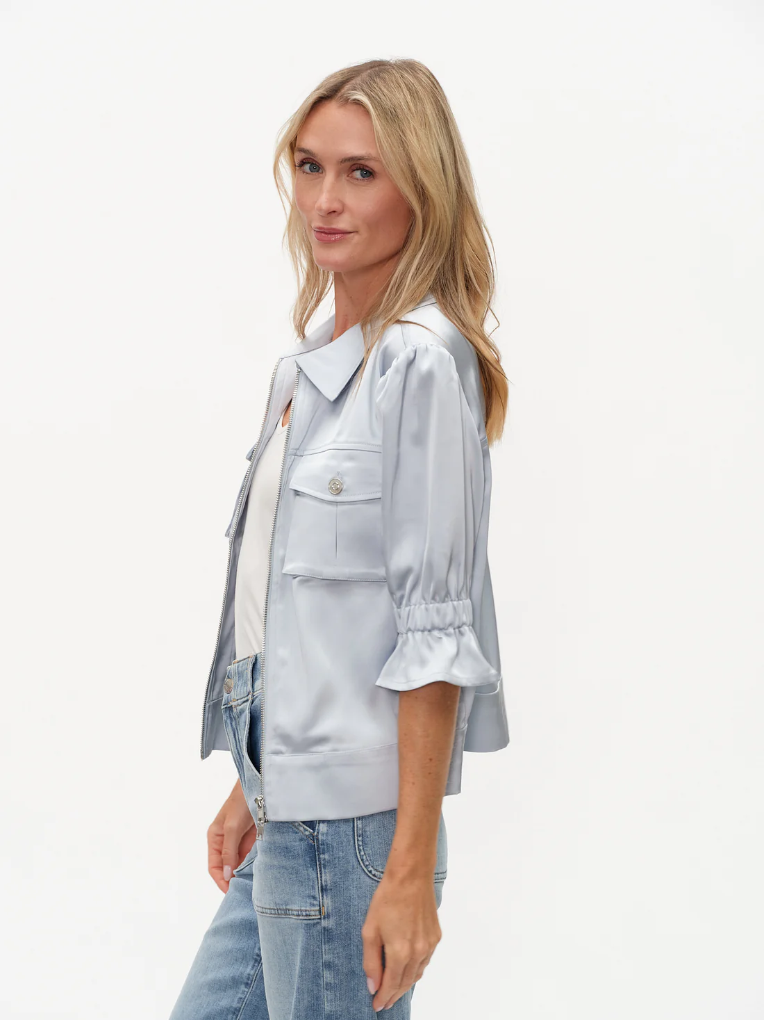 SIX FIFTY ANNA SATIN ZIP JACKET