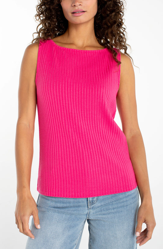 LIVERPOOL SLEEVELESS BOATNECK RIB KNIT TOP