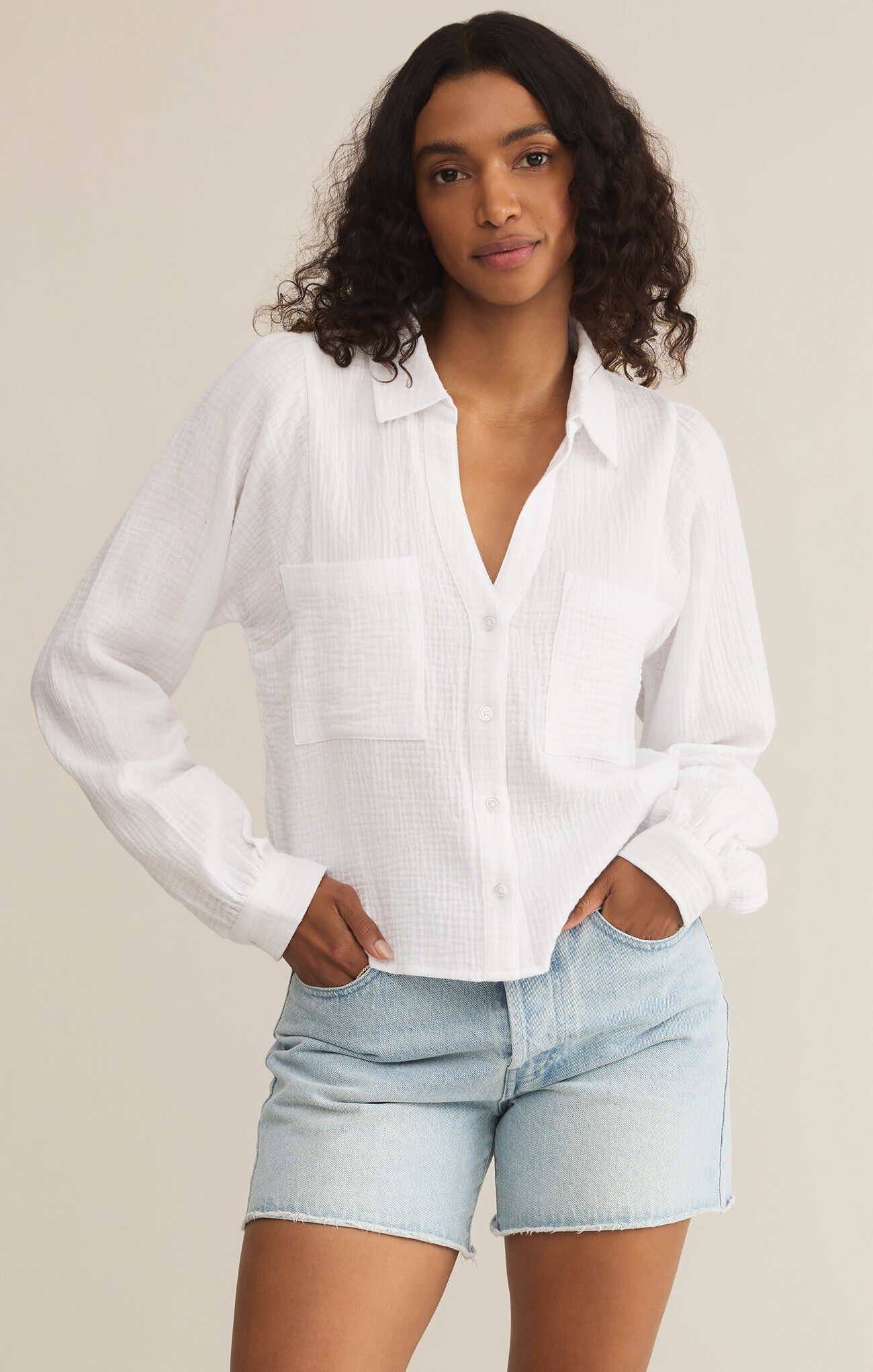 Z SUPPLY CAMPO BUTTON UP GAUZE TOP