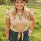 FRONT TIE RUFFLED SLV TOP
