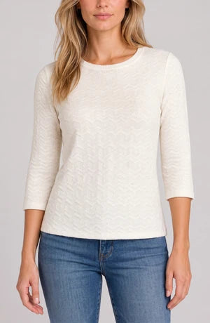 LIVERPOOL 3/4" SLV CREW NECK KNIT TOP