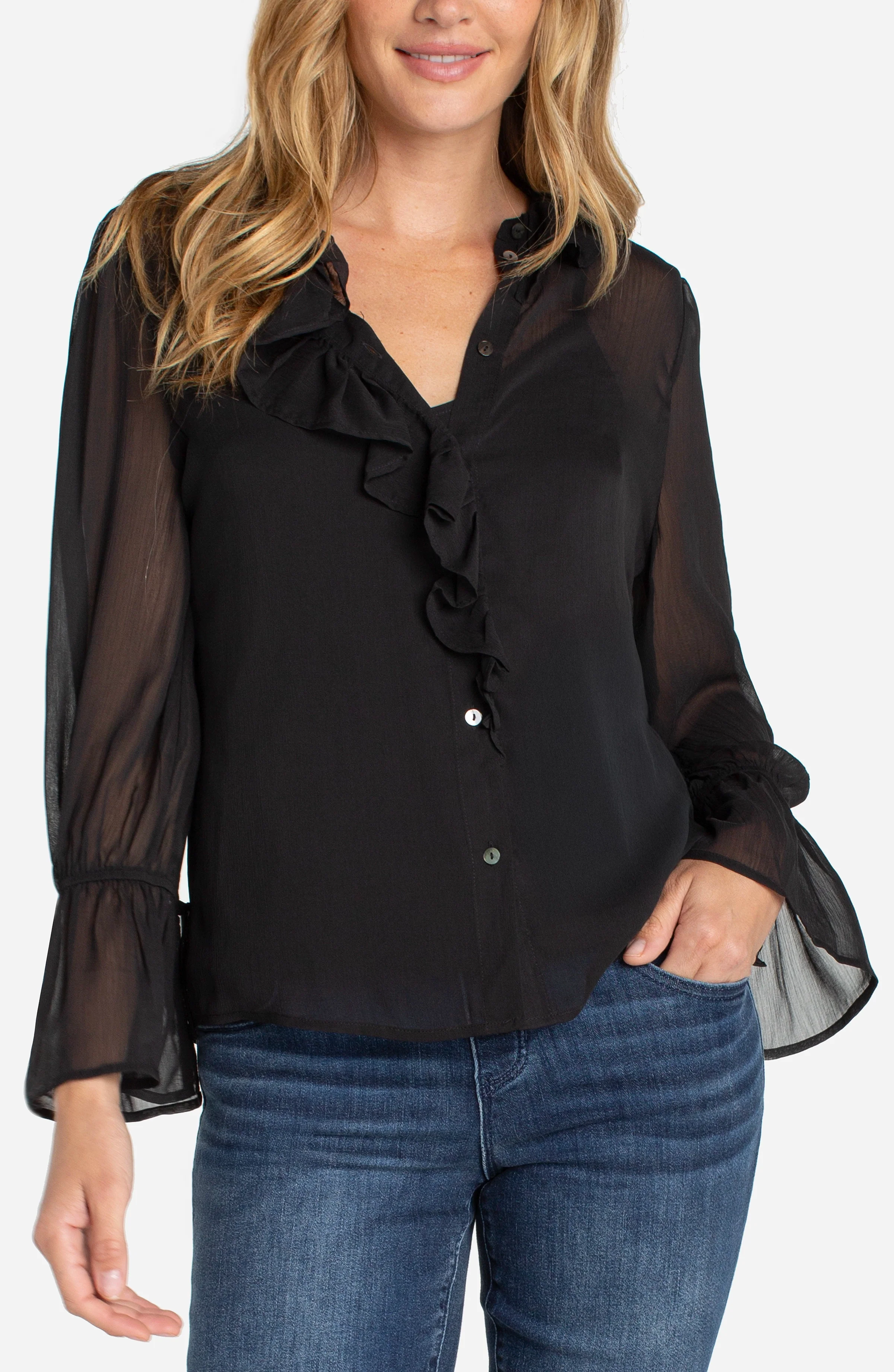 LIVERPOOL RUFFLE SLV BLOUSE