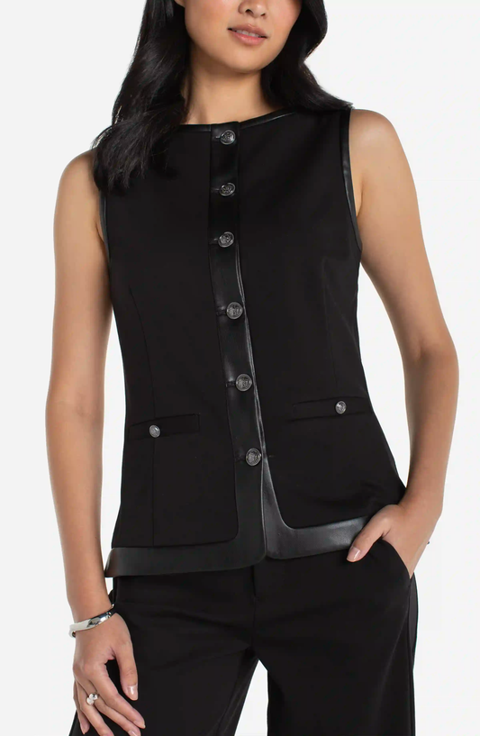 LIVERPOOL VEST W/FAUX LEATHER TRIM