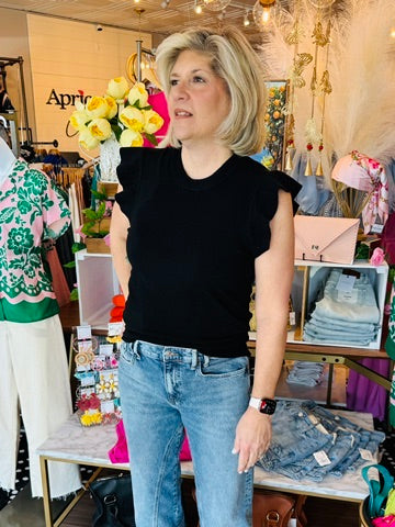 MOLLY BRACKEN RUFFLE SLV TOP